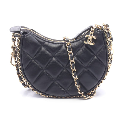 マトラッセ スモール ホーボーバッグ チェーンショルダーバッグ ラムスキン ブラック ゴールド金具 シャネル バッグ CHANEL