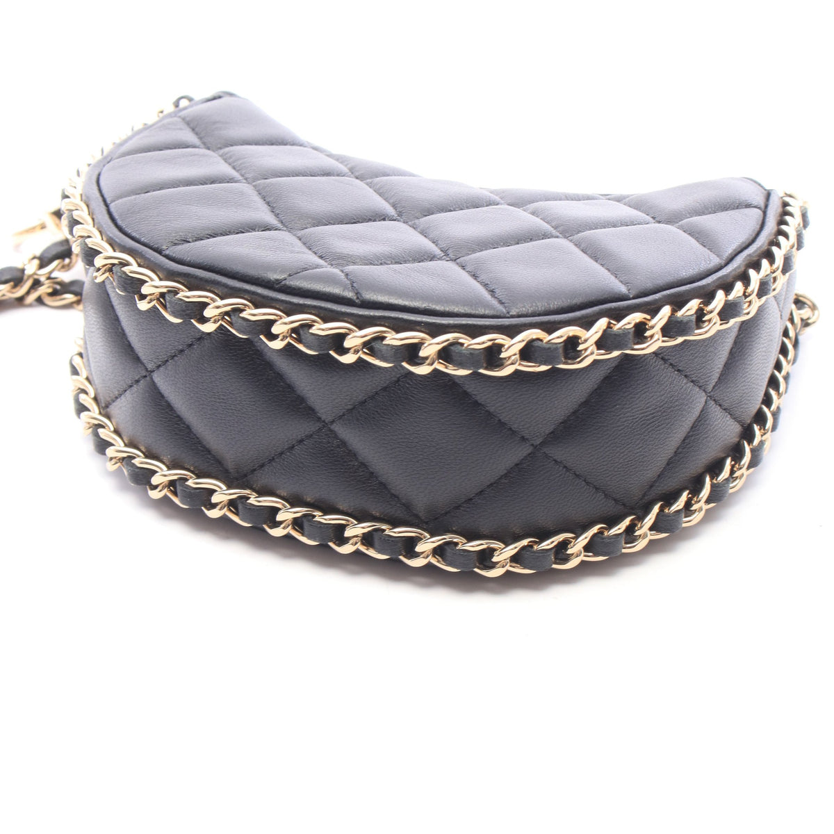 マトラッセ スモール ホーボーバッグ チェーンショルダーバッグ ラムスキン ブラック ゴールド金具 シャネル バッグ CHANEL
