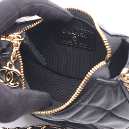 マトラッセ スモール ホーボーバッグ チェーンショルダーバッグ ラムスキン ブラック ゴールド金具 シャネル バッグ CHANEL