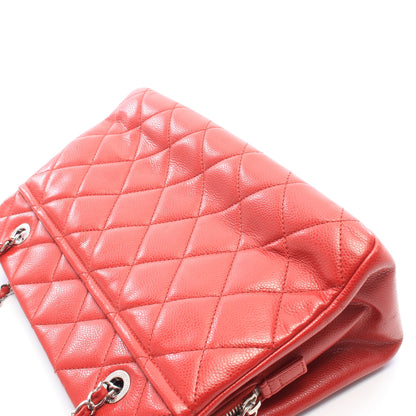 マトラッセ チェーンショルダーバッグ チェーントートバッグ キャビアスキン レッド シルバー金具 シャネル バッグ CHANEL