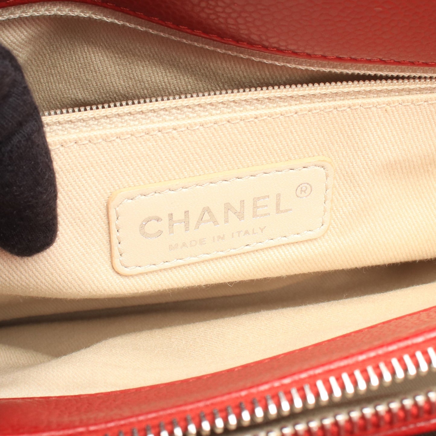 マトラッセ チェーンショルダーバッグ チェーントートバッグ キャビアスキン レッド シルバー金具 シャネル バッグ CHANEL