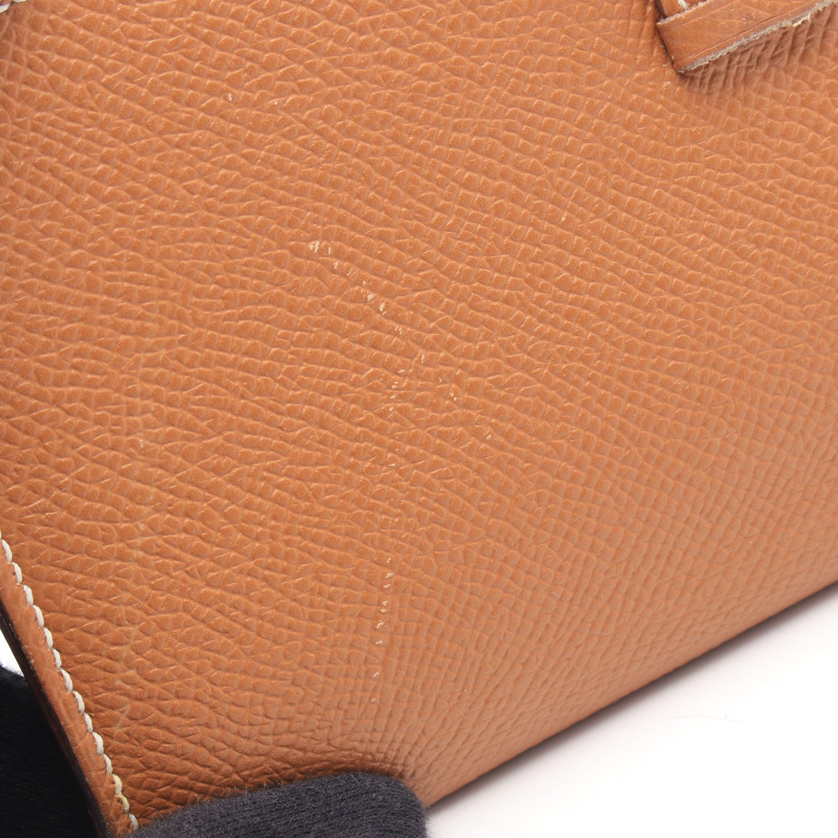 ベアンスフレ ゴールド 二つ折り長財布 ヴォーエプソン ブラウン シルバー金具 T刻印 エルメス 財布・小物 HERMES