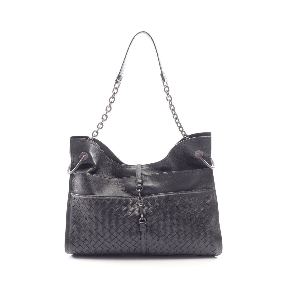 イントレチャート ワンショルダーバッグ レザー ブラック ボッテガヴェネタ バッグ BOTTEGA VENETA