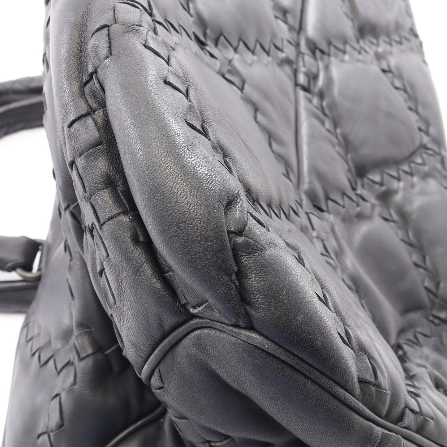 イントレチャート 2WAY ボストンバッグ レザー ブラック ボッテガヴェネタ バッグ BOTTEGA VENETA