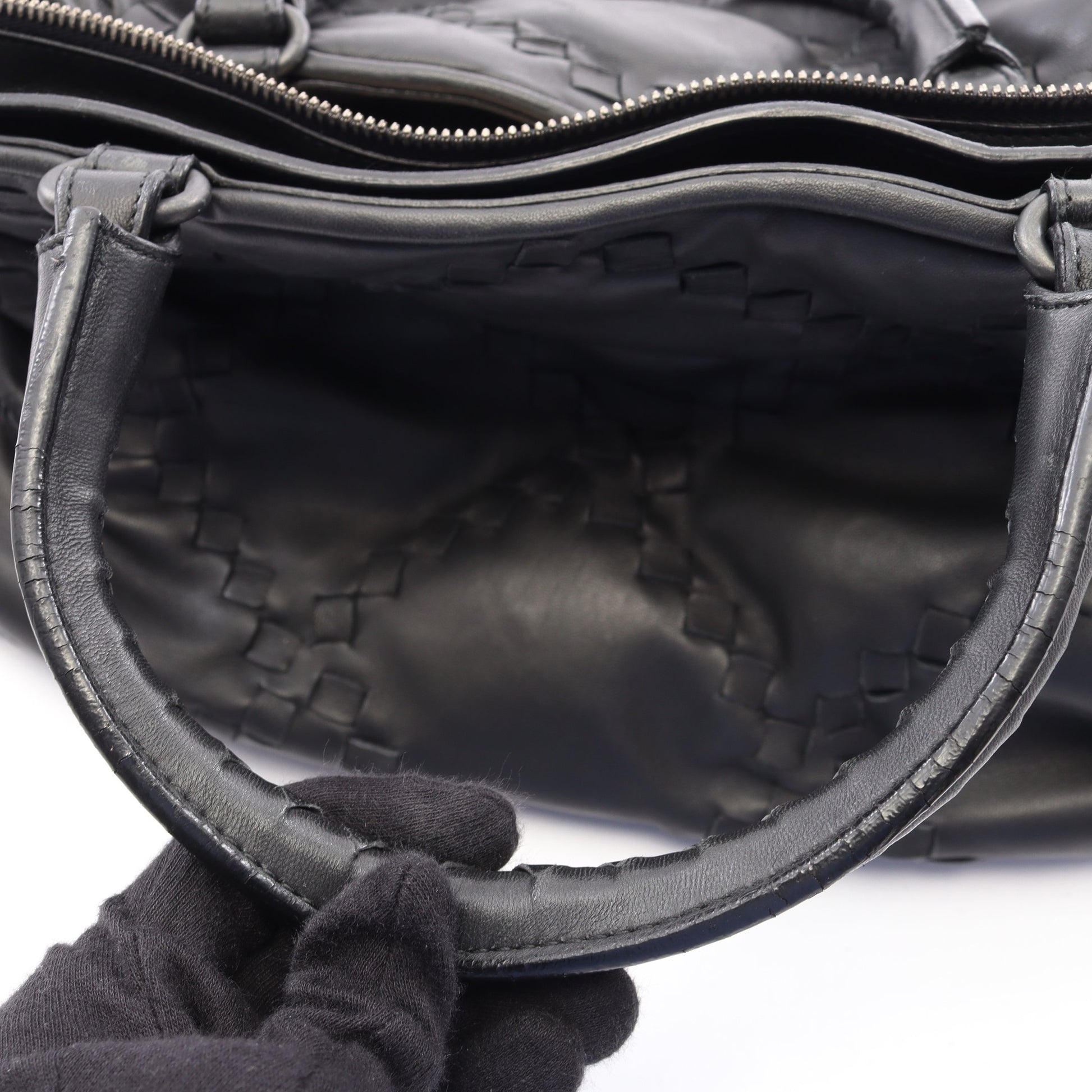 イントレチャート 2WAY ボストンバッグ レザー ブラック ボッテガヴェネタ バッグ BOTTEGA VENETA