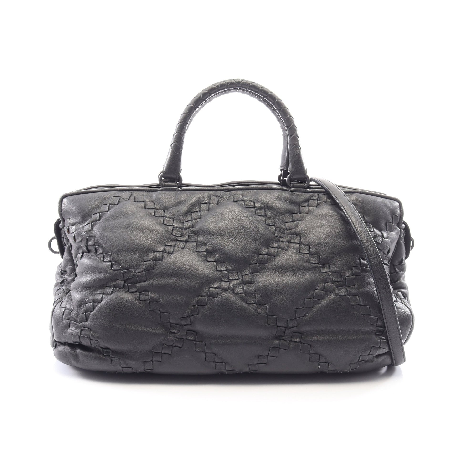 イントレチャート 2WAY ボストンバッグ レザー ブラック ボッテガヴェネタ バッグ BOTTEGA VENETA