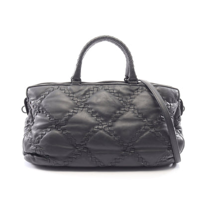 イントレチャート 2WAY ボストンバッグ レザー ブラック ボッテガヴェネタ バッグ BOTTEGA VENETA