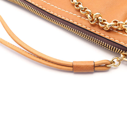 ロゴ Wチェーンショルダーバッグ レザー ブラウン ロエベ バッグ LOEWE
