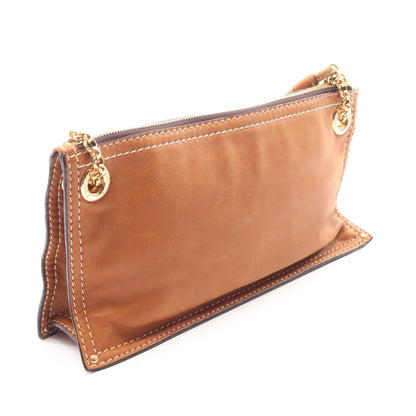ロゴ Wチェーンショルダーバッグ レザー ブラウン ロエベ バッグ LOEWE
