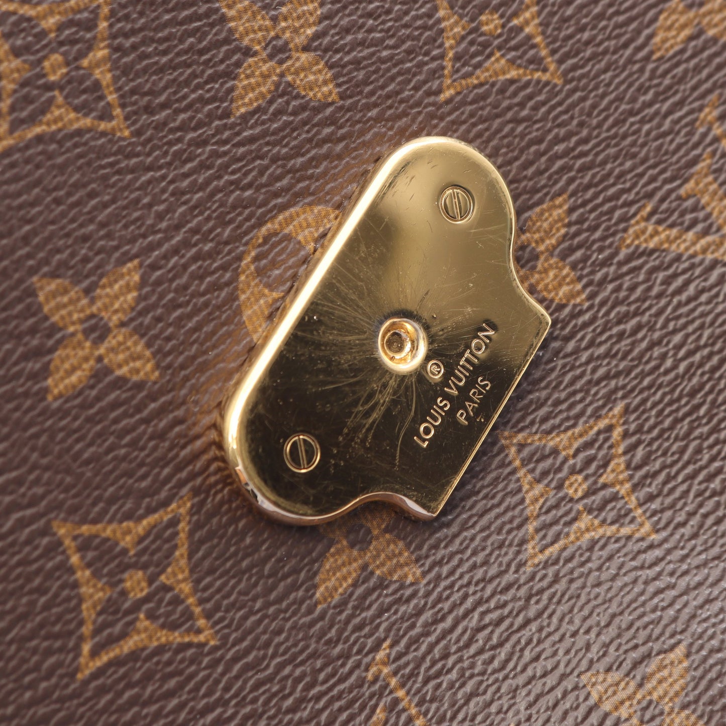 サン プラシード モノグラム スリーズ チェーンショルダーバッグ PVC レザー ブラウン レッド ルイヴィトン バッグ LOUIS VUITTON