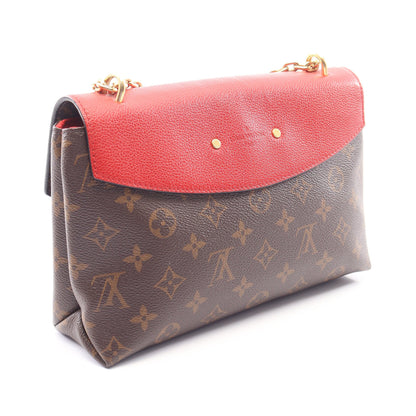 サン プラシード モノグラム スリーズ チェーンショルダーバッグ PVC レザー ブラウン レッド ルイヴィトン バッグ LOUIS VUITTON