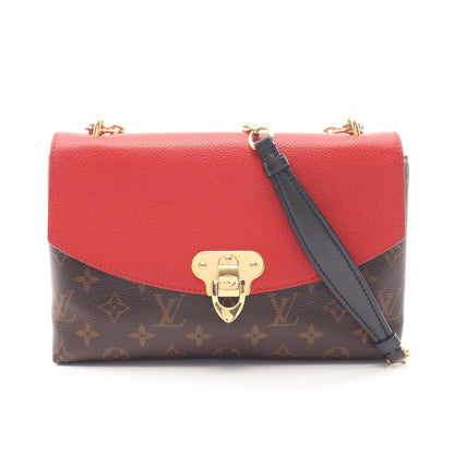 サン プラシード モノグラム スリーズ チェーンショルダーバッグ PVC レザー ブラウン レッド ルイヴィトン バッグ LOUIS VUITTON