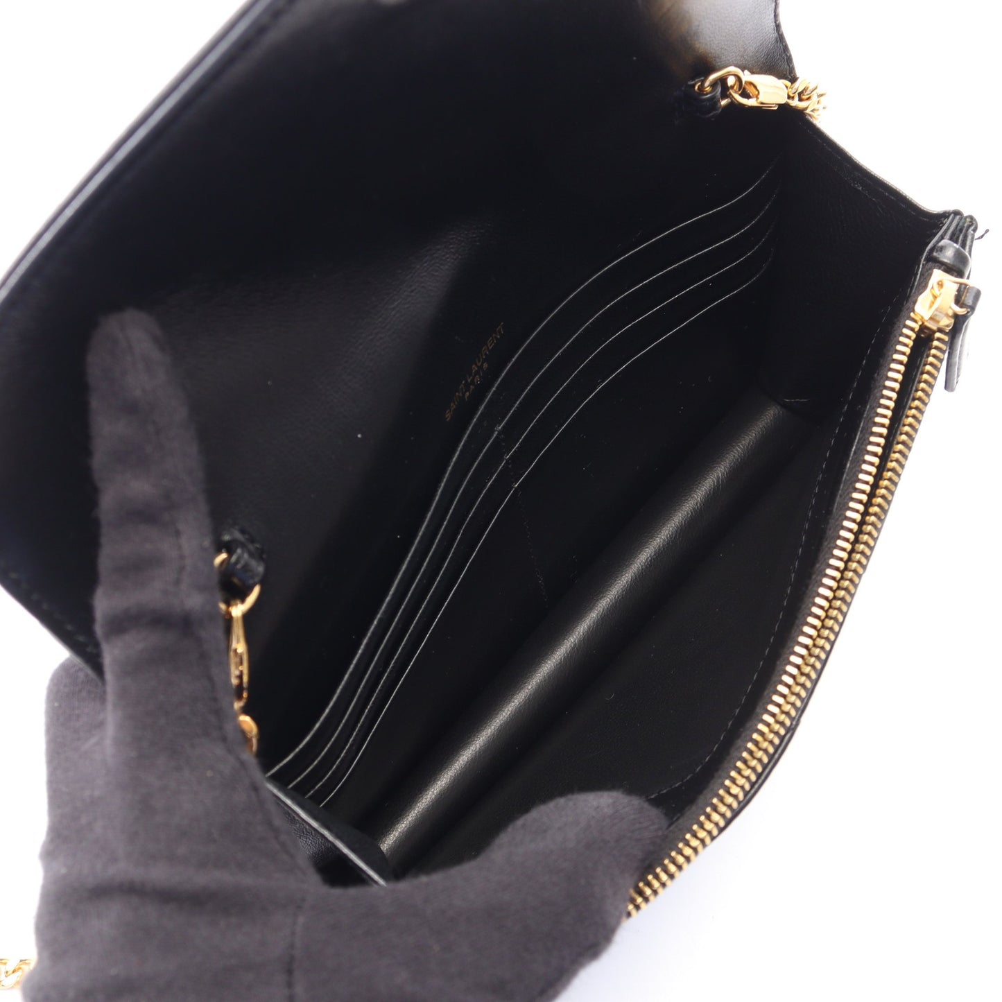 カサンドラ エンベロープ チェーンウォレット レザー ブラック サンローランパリ バッグ SAINT LAURENT PARIS