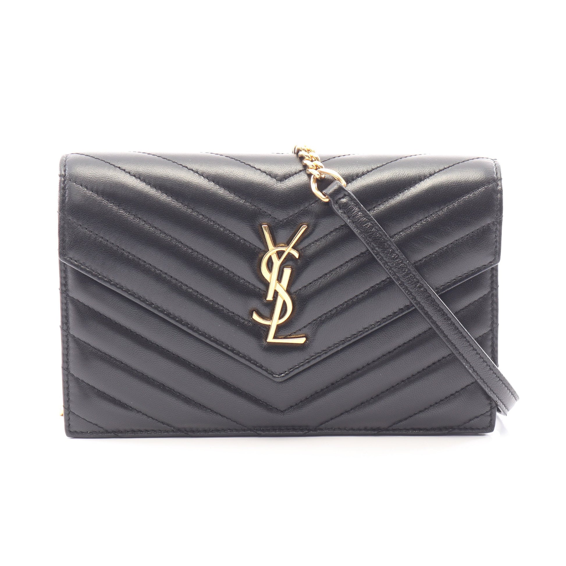 カサンドラ エンベロープ チェーンウォレット レザー ブラック サンローランパリ バッグ SAINT LAURENT PARIS