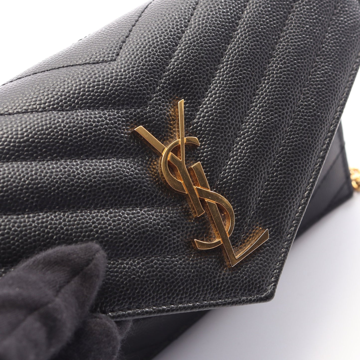 モノグラム エンベローブ チェーンウォレット レザー ブラック サンローランパリ バッグ SAINT LAURENT PARIS