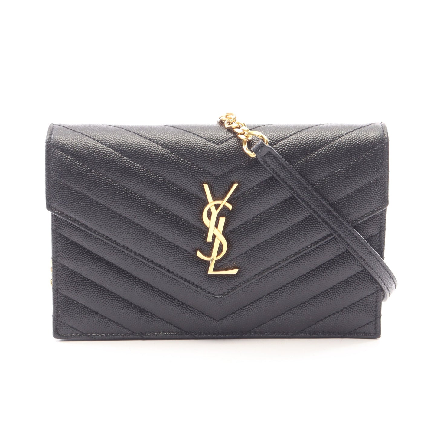 モノグラム エンベローブ チェーンウォレット レザー ブラック サンローランパリ バッグ SAINT LAURENT PARIS