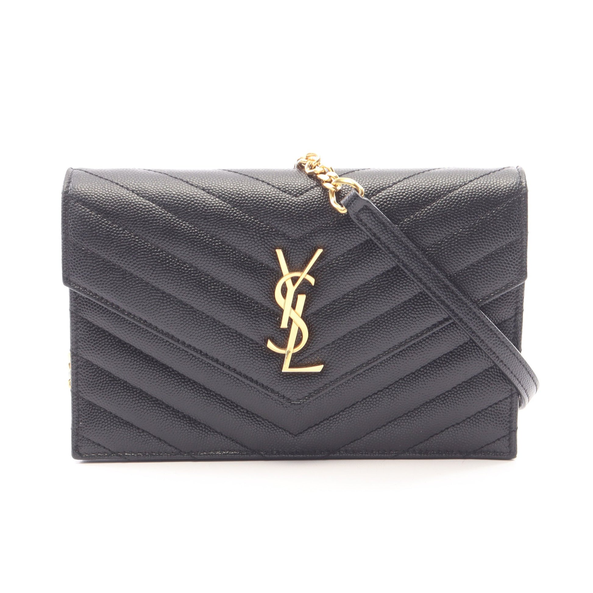 モノグラム エンベローブ チェーンウォレット レザー ブラック サンローランパリ バッグ SAINT LAURENT PARIS