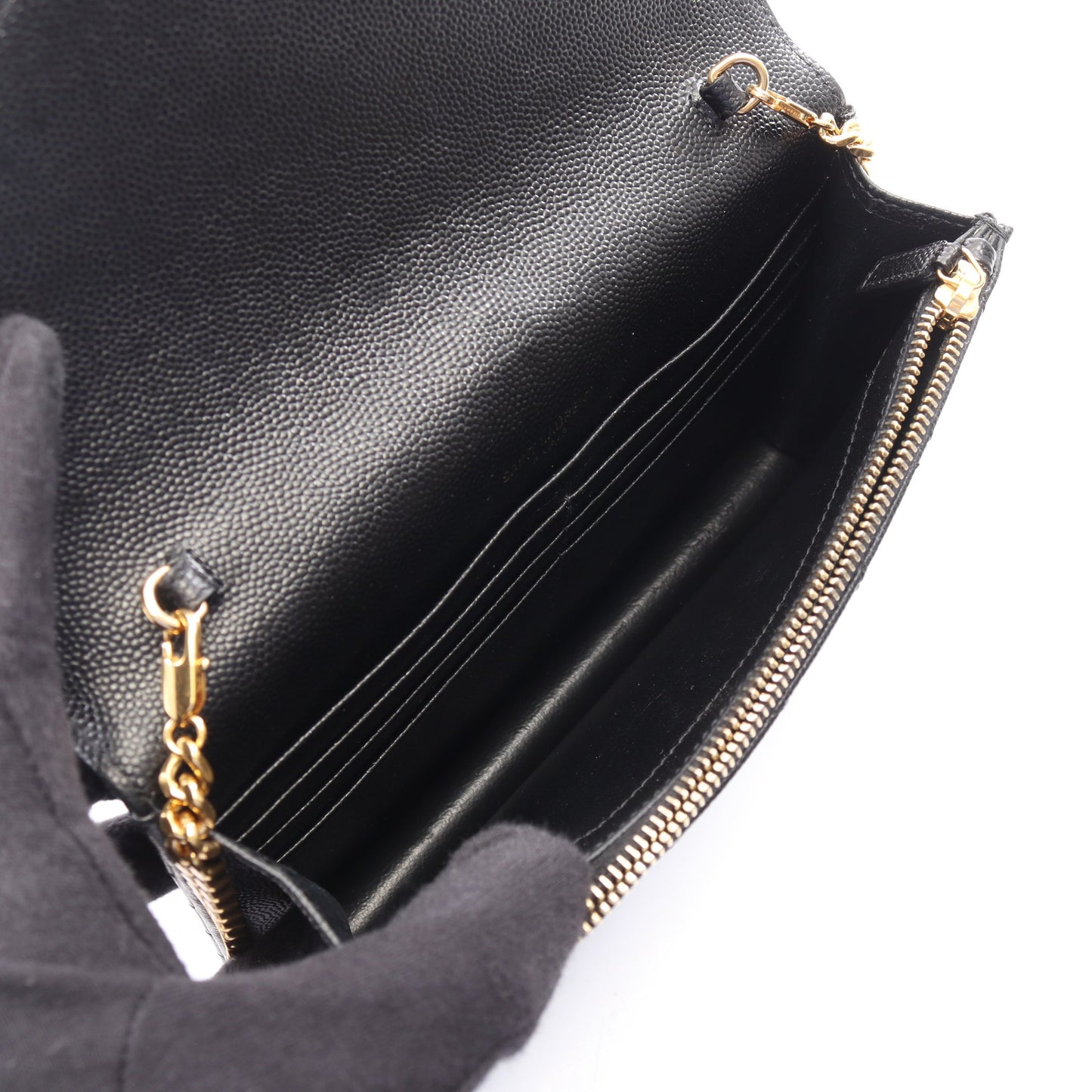 モノグラム エンベローブ チェーンウォレット レザー ブラック サンローランパリ バッグ SAINT LAURENT PARIS