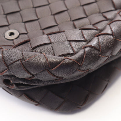 イントレチャート チェーンショルダーバッグ レザー ダークブラウン ボッテガヴェネタ バッグ BOTTEGA VENETA