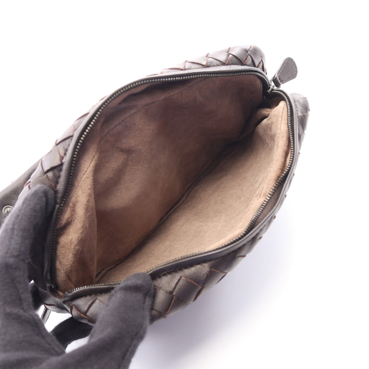 イントレチャート チェーンショルダーバッグ レザー ダークブラウン ボッテガヴェネタ バッグ BOTTEGA VENETA