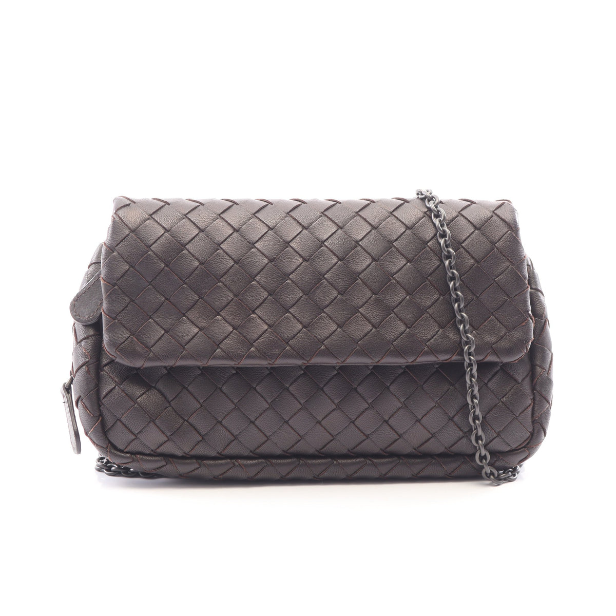 イントレチャート チェーンショルダーバッグ レザー ダークブラウン ボッテガヴェネタ バッグ BOTTEGA VENETA