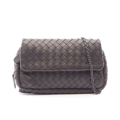イントレチャート チェーンショルダーバッグ レザー ダークブラウン ボッテガヴェネタ バッグ BOTTEGA VENETA