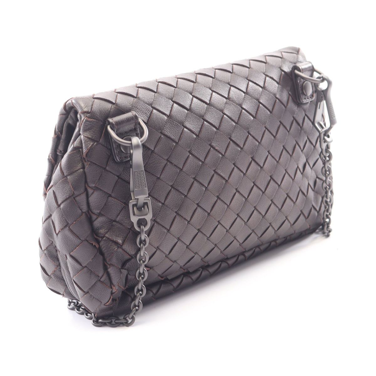 イントレチャート チェーンショルダーバッグ レザー ダークブラウン ボッテガヴェネタ バッグ BOTTEGA VENETA