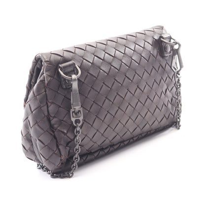 イントレチャート チェーンショルダーバッグ レザー ダークブラウン ボッテガヴェネタ バッグ BOTTEGA VENETA