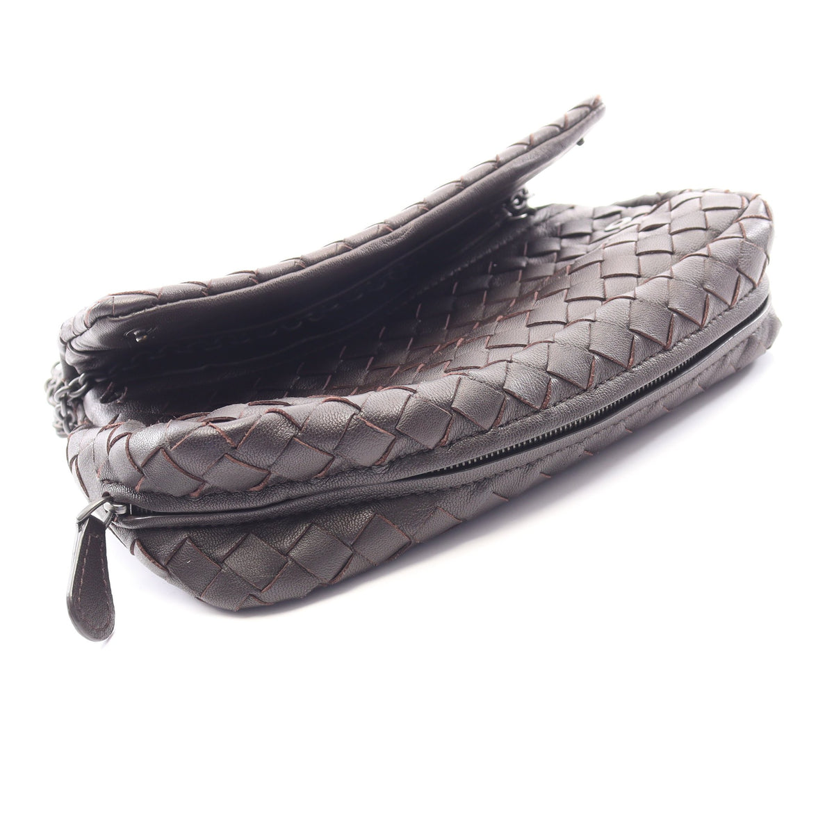 イントレチャート チェーンショルダーバッグ レザー ダークブラウン ボッテガヴェネタ バッグ BOTTEGA VENETA
