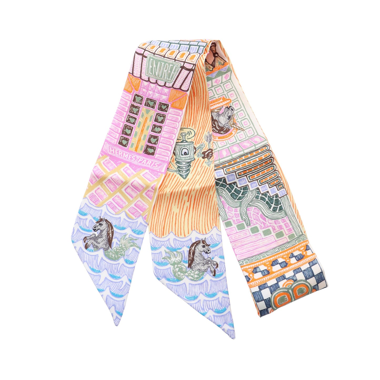 ツイリー SUPER SILK QUEST リボン スカーフ シルク マルチカラー エルメス