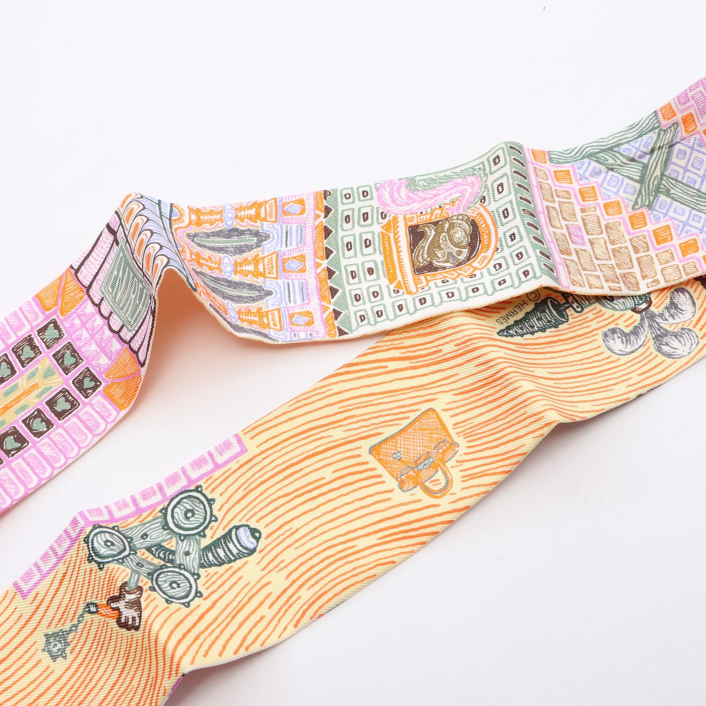 ツイリー SUPER SILK QUEST リボン スカーフ シルク マルチカラー エルメス