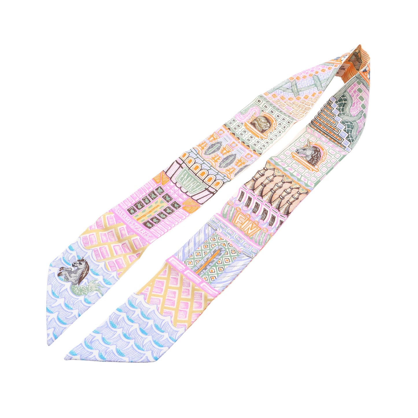 ツイリー SUPER SILK QUEST リボン スカーフ シルク マルチカラー エルメス