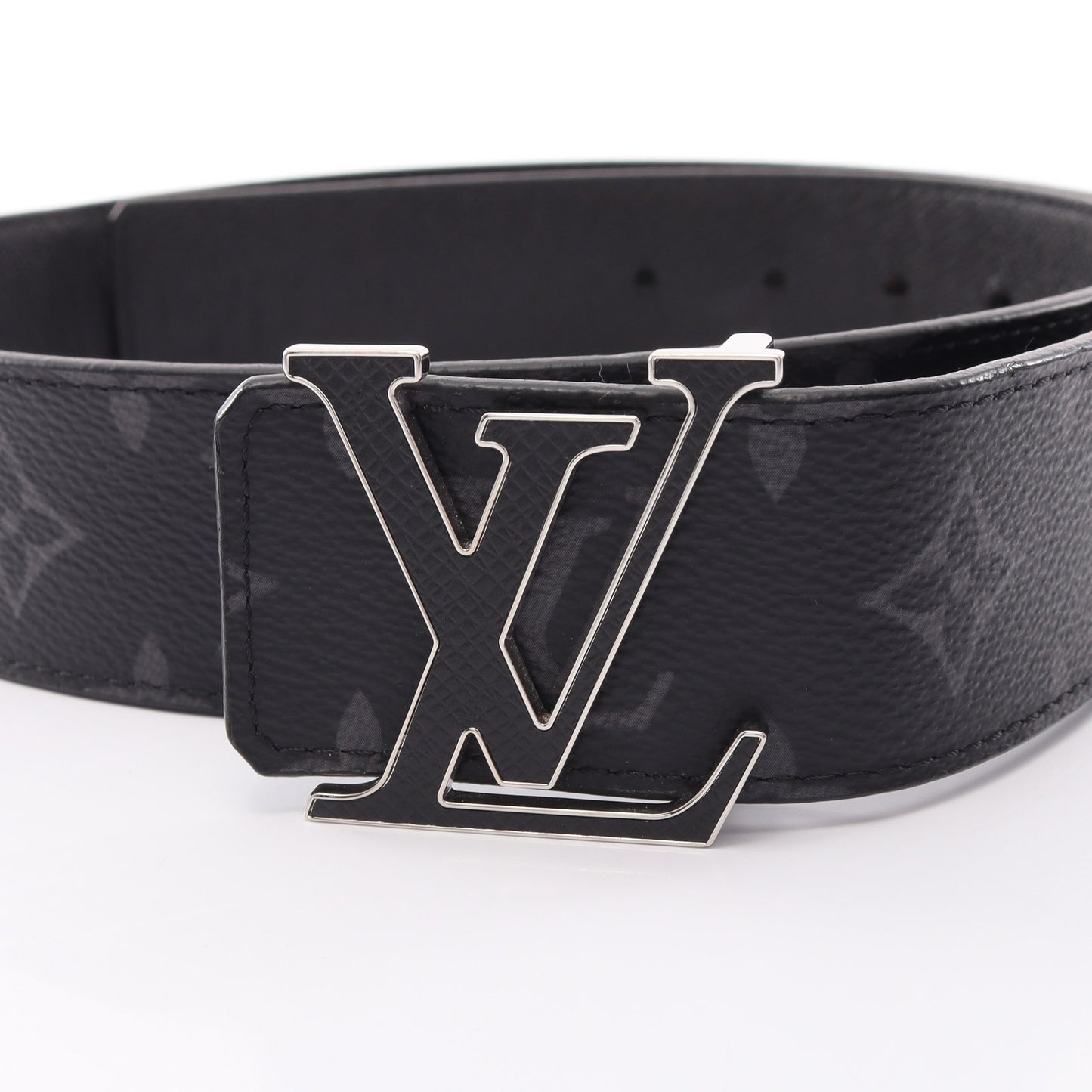 LV イニシャル 40MM モノグラムエクリプス リバーシブル ベルト PVC レザー ブラック ルイヴィトン