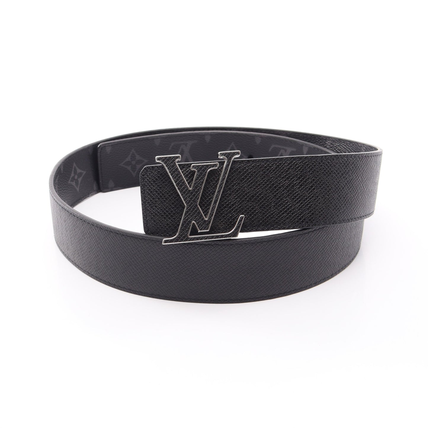 LV イニシャル 40MM モノグラムエクリプス リバーシブル ベルト PVC レザー ブラック ルイヴィトン