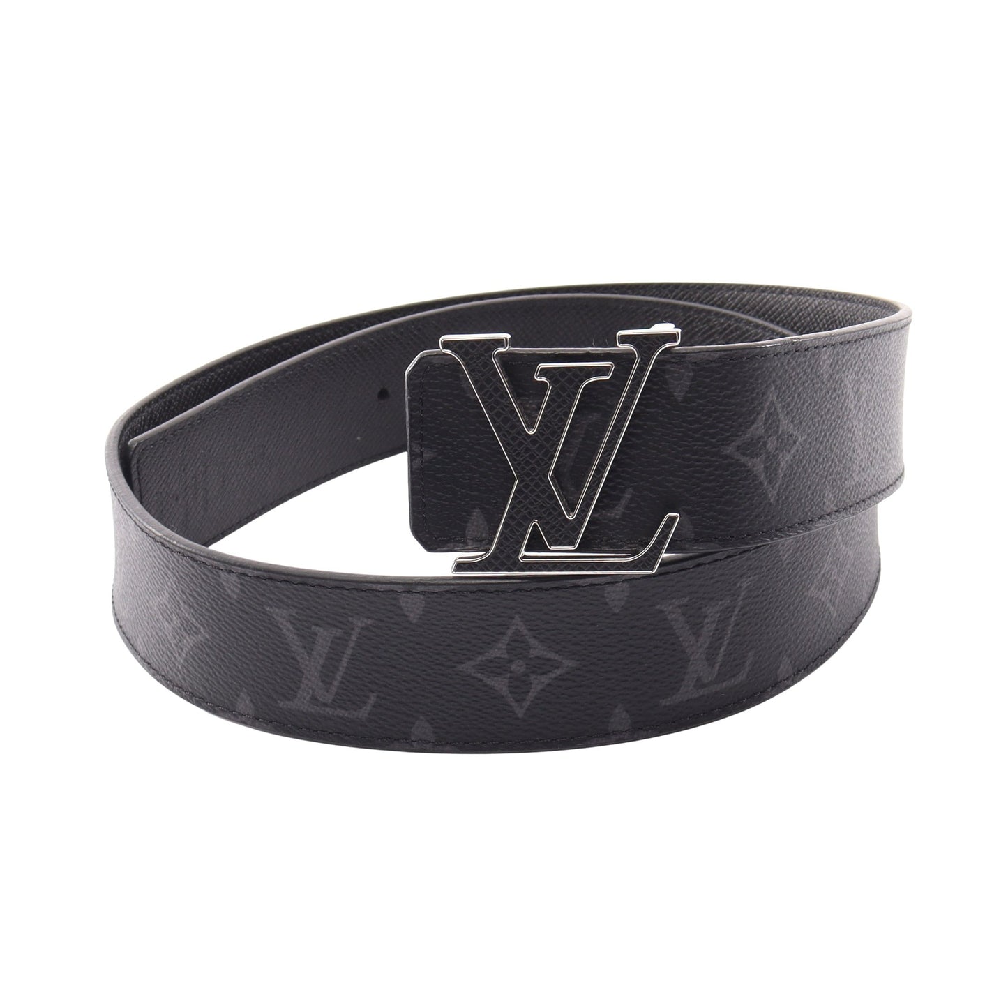 LV イニシャル 40MM モノグラムエクリプス リバーシブル ベルト PVC レザー ブラック ルイヴィトン