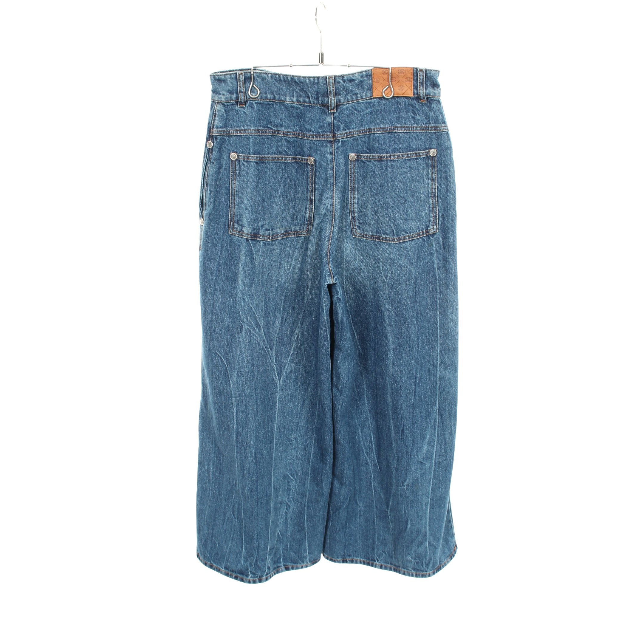 ココマークボタン デニム ワイドパンツ コットン ブルー シャネル – RECLO