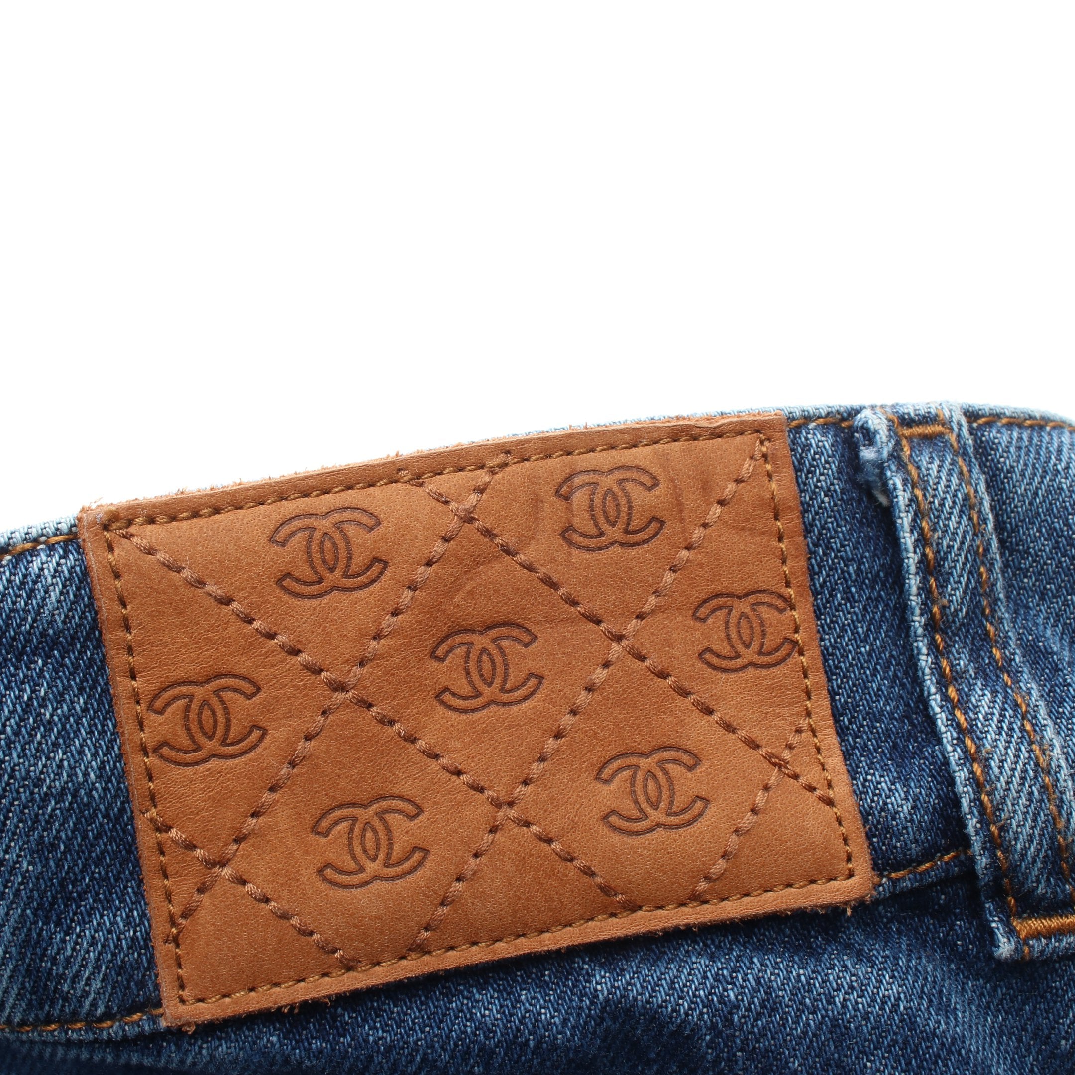 ココマークボタン デニム ワイドパンツ コットン ブルー シャネル – RECLO