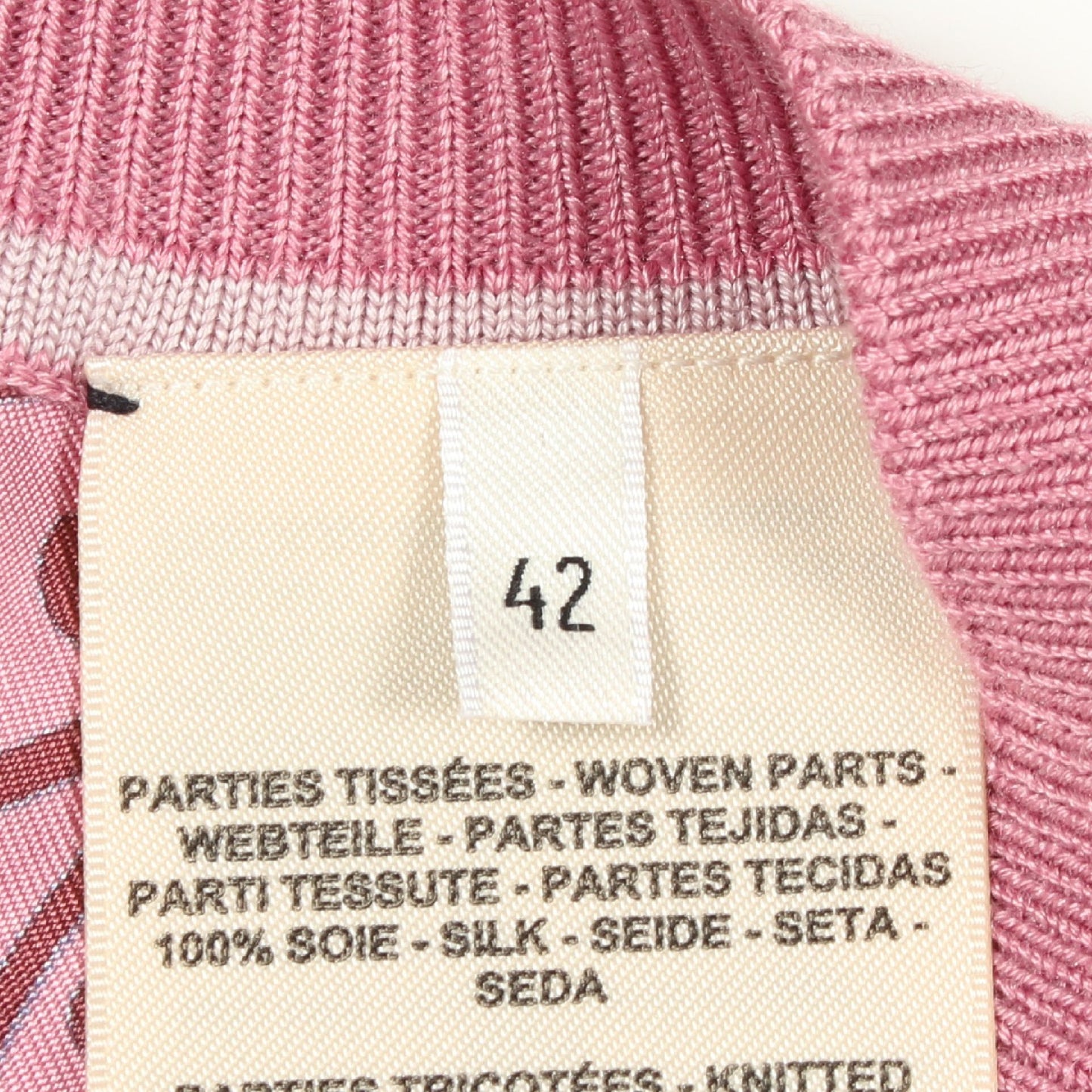 ツイルレーヌ Ex-Libris 切替 カーディガン シルク カシミヤ ピンク マルチカラー エルメス
