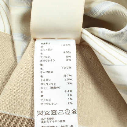 ツイルレーヌ Effet Kaléidoscope 切替 シャツワンピース シルク ウール ナイロン ベージュ オフホワイト エルメス