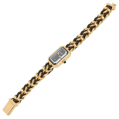 プルミエール L レディース 腕時計 クオーツ GP（ゴールドメッキ） レザー ブラック シャネル 時計 CHANEL