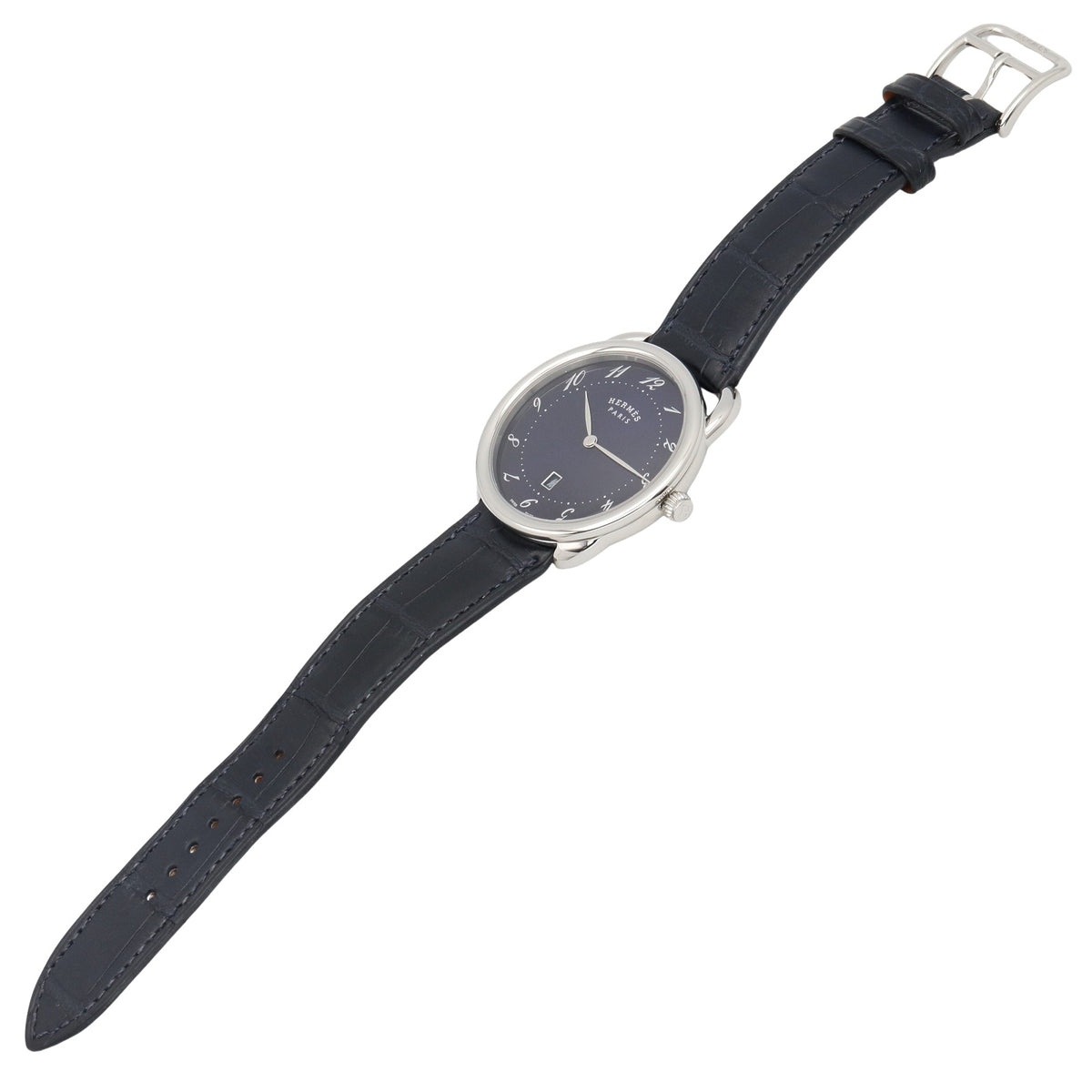 アルソー 40mm メンズ 腕時計 クオーツ ステンレススチール 革 ブルー エルメス 時計 HERMES