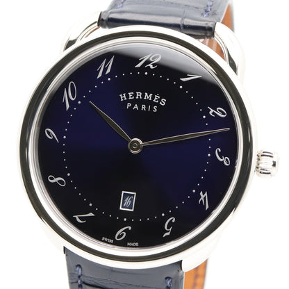 アルソー 40mm メンズ 腕時計 クオーツ ステンレススチール 革 ブルー エルメス 時計 HERMES