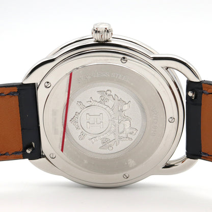 アルソー 40mm メンズ 腕時計 クオーツ ステンレススチール 革 ブルー エルメス 時計 HERMES