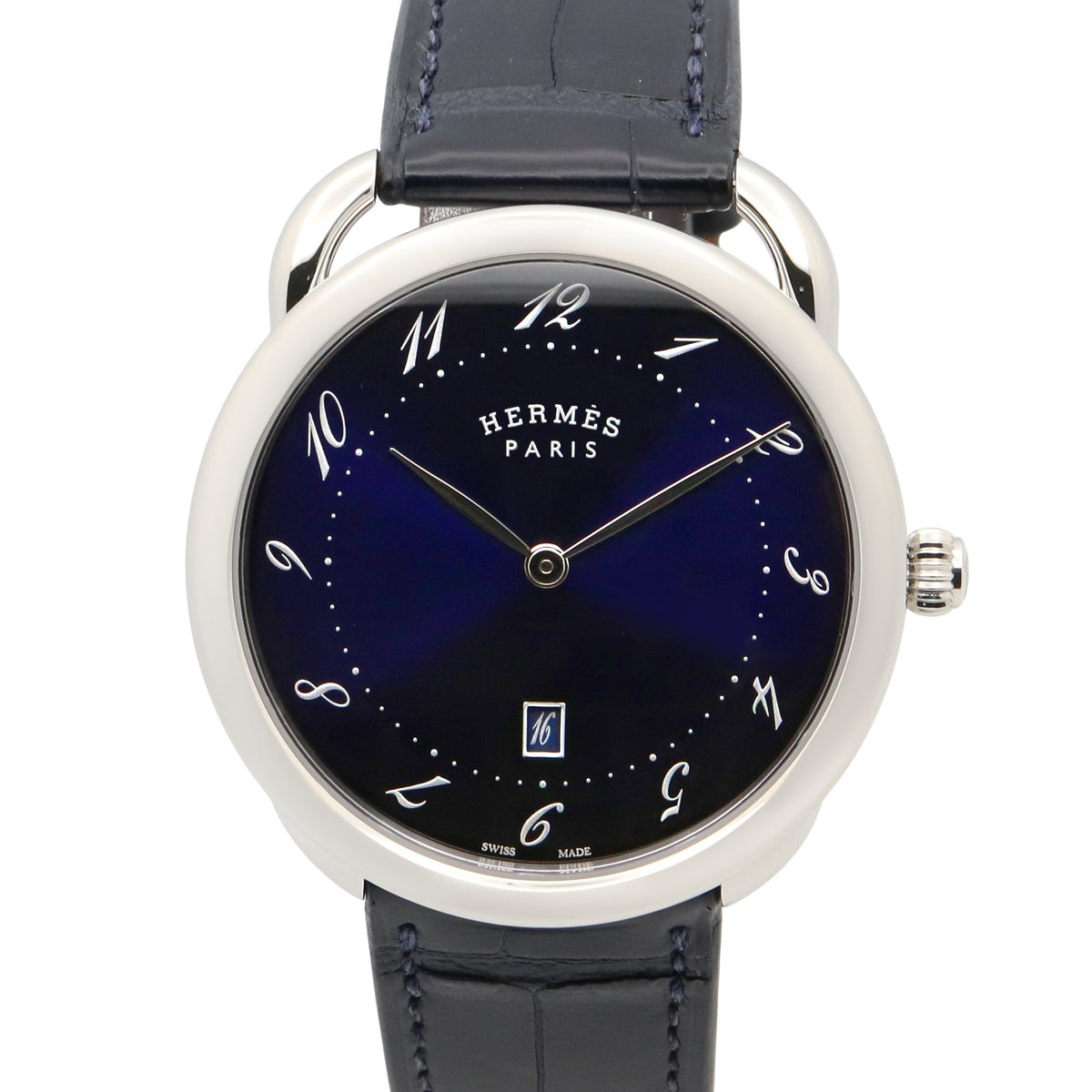 アルソー 40mm メンズ 腕時計 クオーツ ステンレススチール 革 ブルー エルメス 時計 HERMES