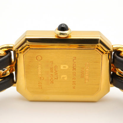 プルミエール S レディース 腕時計 クオーツ GP（ゴールドメッキ） レザー ブラック シャネル 時計 CHANEL