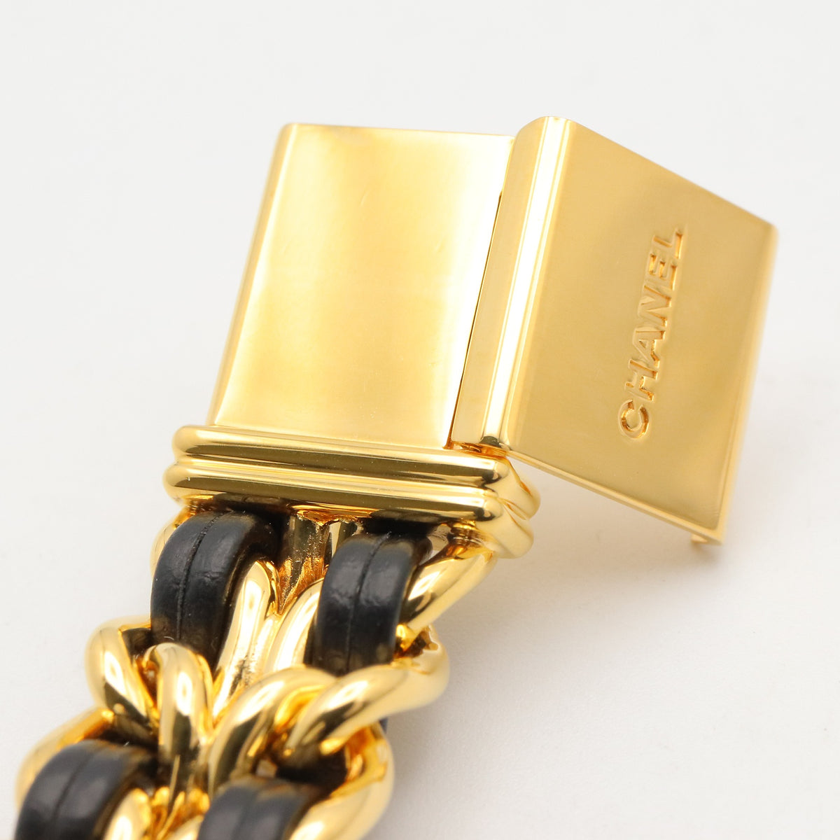 プルミエール S レディース 腕時計 クオーツ GP（ゴールドメッキ） レザー ブラック シャネル 時計 CHANEL