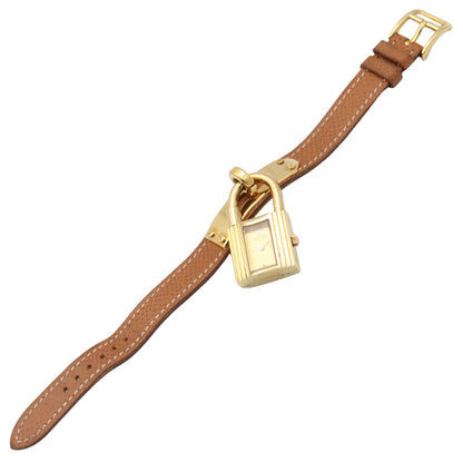 ケリーウォッチ レディース 腕時計 クオーツ GP（ゴールドメッキ） レザー ゴールド シャンパン エルメス 時計 HERMES