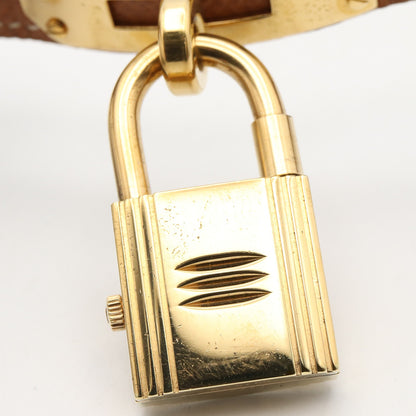 ケリーウォッチ レディース 腕時計 クオーツ GP（ゴールドメッキ） レザー ゴールド シャンパン エルメス 時計 HERMES