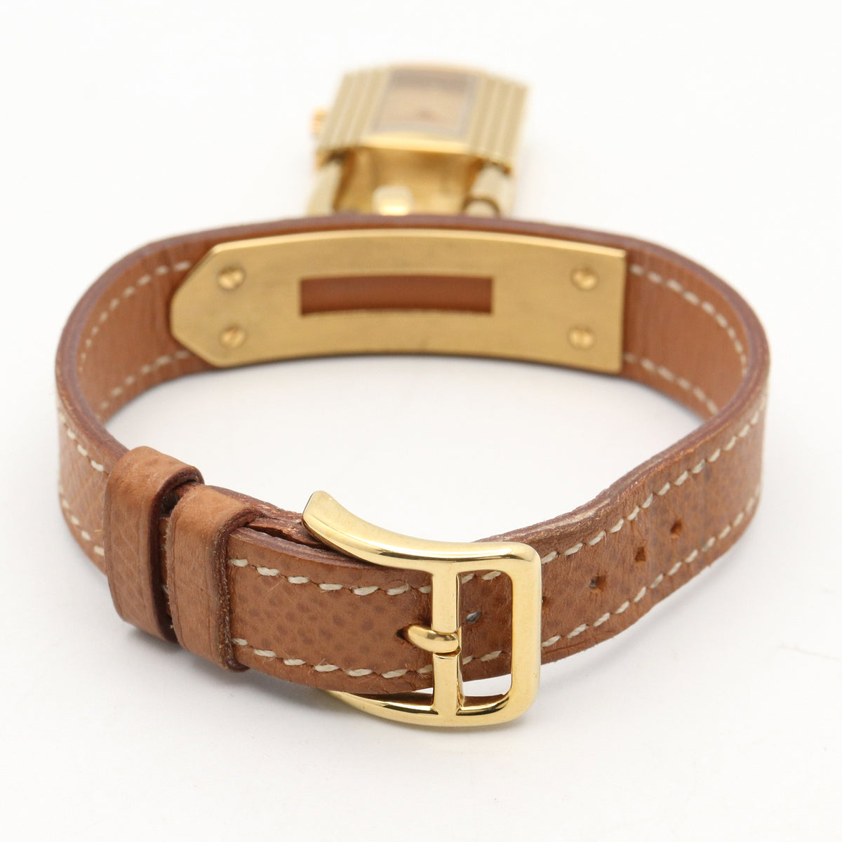 ケリーウォッチ レディース 腕時計 クオーツ GP（ゴールドメッキ） レザー ゴールド シャンパン エルメス 時計 HERMES