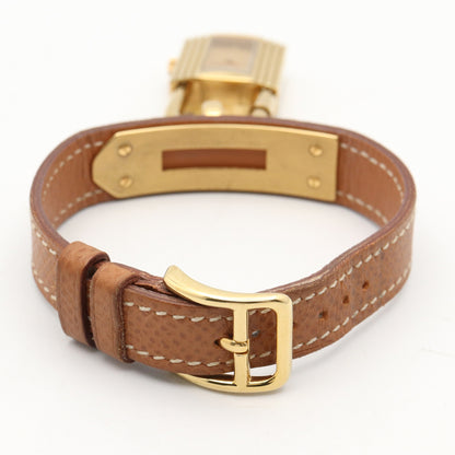 ケリーウォッチ レディース 腕時計 クオーツ GP（ゴールドメッキ） レザー ゴールド シャンパン エルメス 時計 HERMES